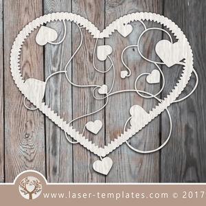 Heart template laser cut online store, free vector designs every day. Heart with Leaves.