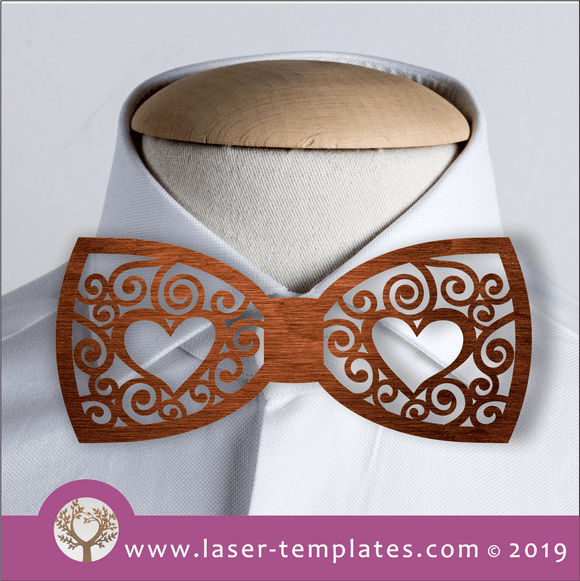 Laser cut template for Hearts and Patterns Bow Tie