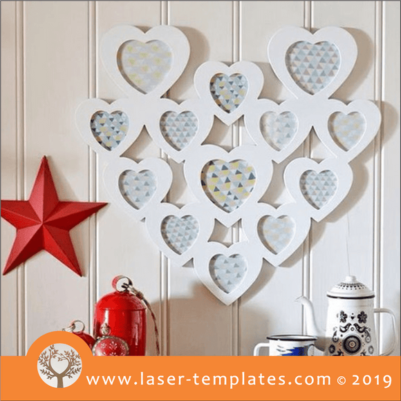 Laser cut template for Hearts in Heart Photo Frame