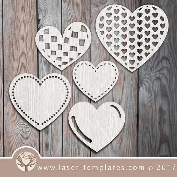 Heart template laser cut online store, free vector designs every day. Hearts Set of 5.