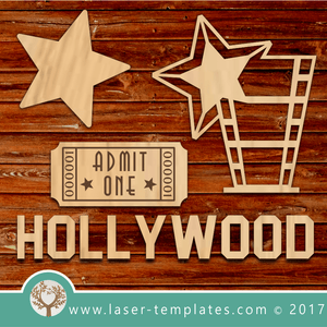 Laser Cut Hollywood Template, Download Laser Ready Vector Designs.
