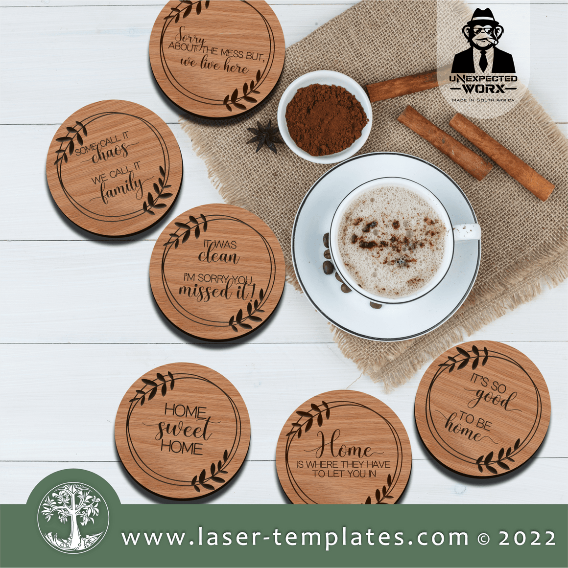 Laser Cut Coaster Templates. Download Vector Designs. – Laser Ready ...