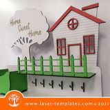 This Laser cut Home Sweet Home Keyholder design can be use for wall art, gifts, interior design decor. Cut out of wood, hardboard, acrylic. You can scale and add or remove elements to personalize this design. Our templates are all tested.   MINIMUM SIZE: 440mm x 330mm   WinZIP file contains the following VECTOR files: AI, EPS, SVG, DXF, CDR  KINDLY NOTE! This is a digital product send via email. No physical products will be sent to you.
