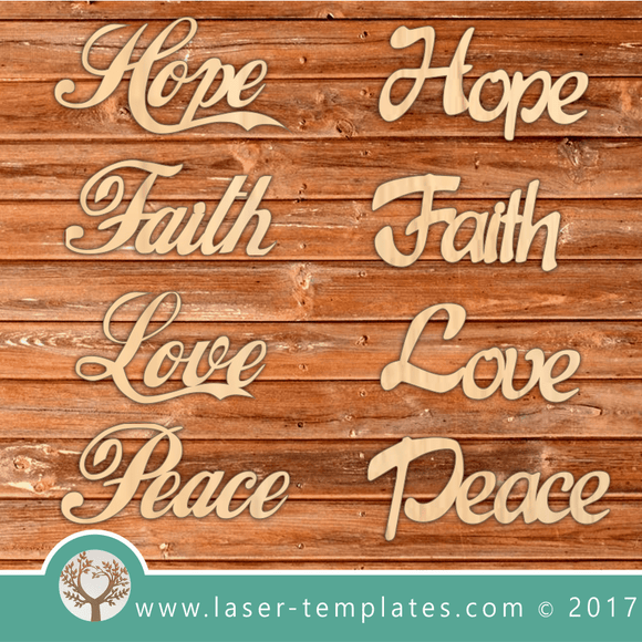 Hope, Faith, Peace, Love Laser Cut Template, Download Vector Designs.