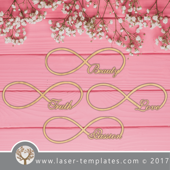 Laser Cut Infinity Words Template, Download Laser Ready Vector Design.