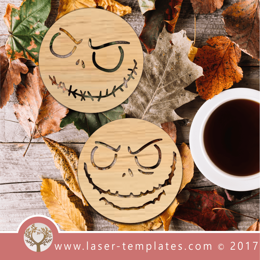 Jack Skeleton Coaster Halloween laser template design. – Laser Ready ...