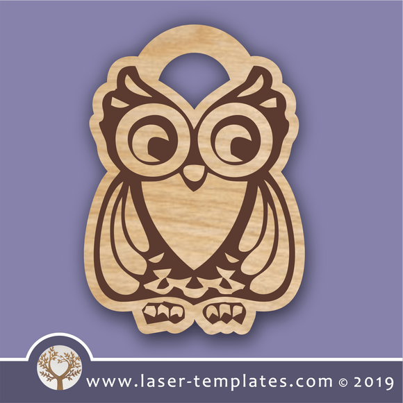 laser cutting templates Keyring - Owl 3