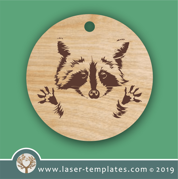 laser cutting templates Keyring - Raccoon 1