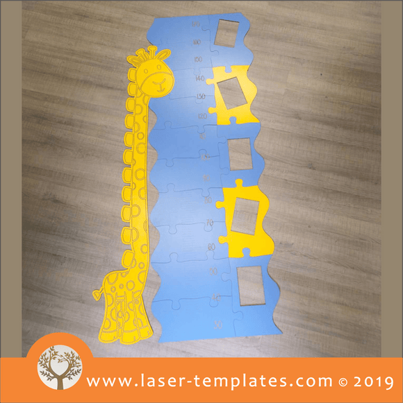 Laser cut template for Kids 3mm Growth Ruler for Boys with Photo Frames