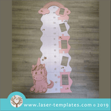 Laser cut template for Kids 3mm Growth Ruler for Girls with Photo Frames