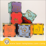 Laser cut template for Kids ABC Building blocks - English