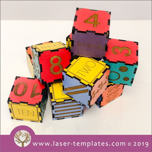 Laser cut template for Kids Numbers Building Blocks - English