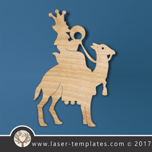King Laser cut template. Online vector design. Download free templates daily. King on Camel.