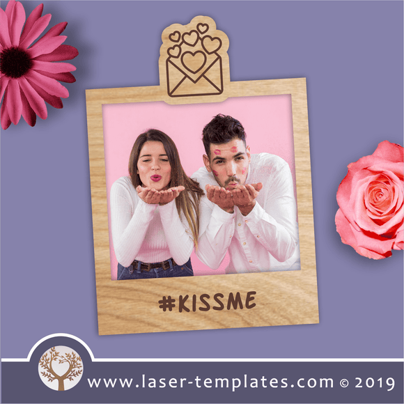 Laser cut template #KissMe Polaroid frame