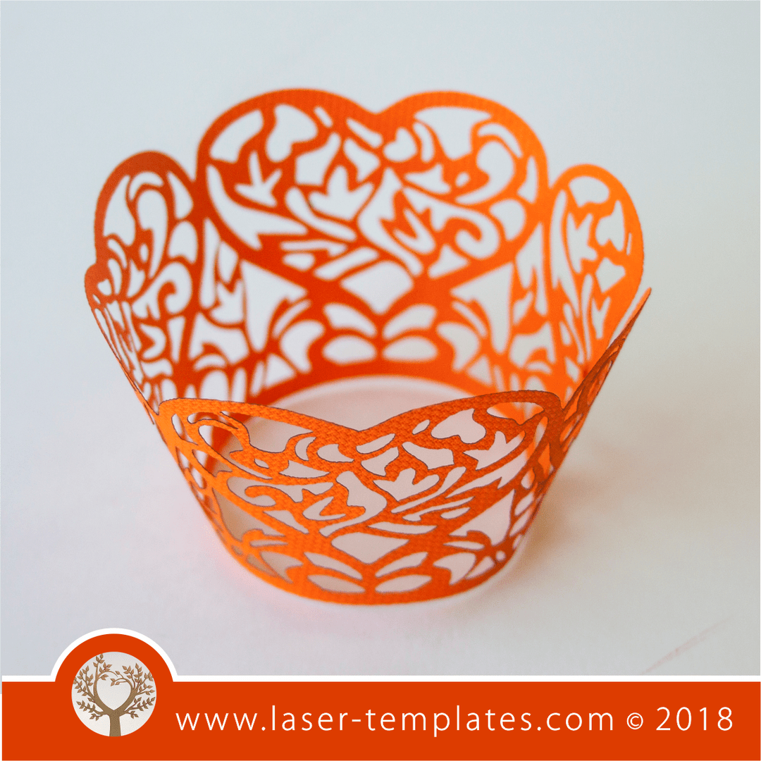 Laser Cut Lace Heart Cupcake Wrapper Template Download Vector Designs ...