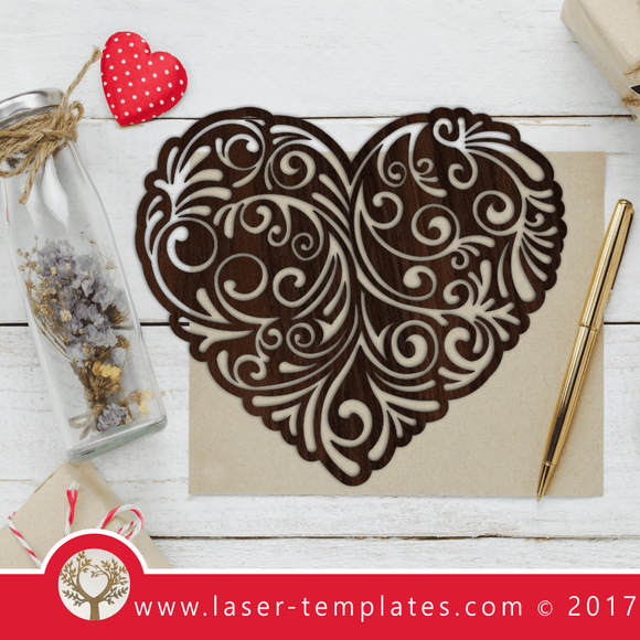 Laser Cut Lace Heart Template, Download Laser Ready Vector Designs.