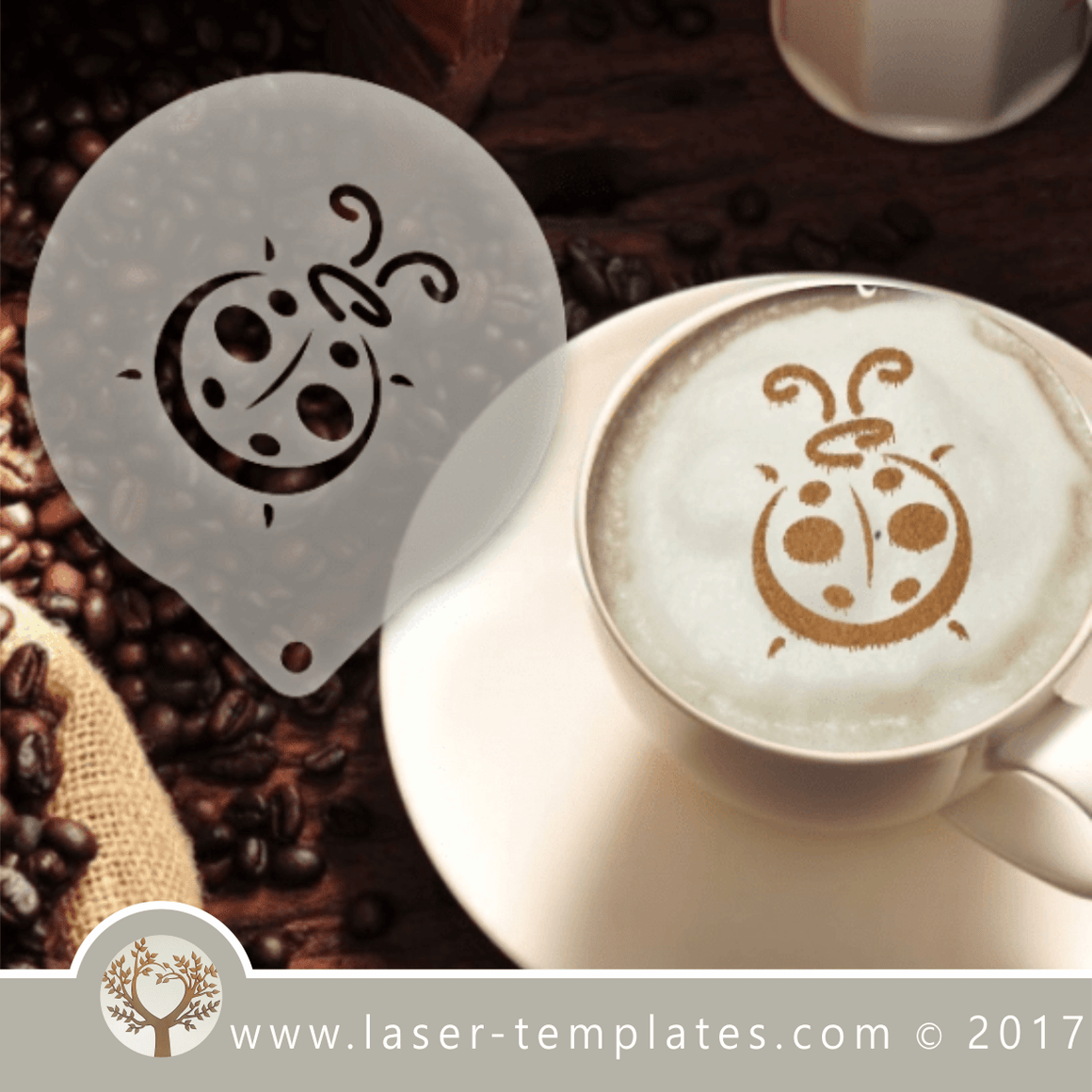 Lady bug stencil template for laser cutting. Vector online store. Free ...