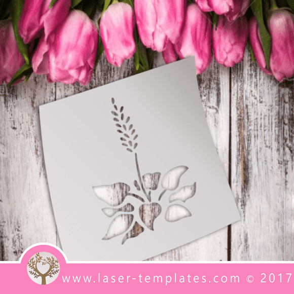 Lavender flower STENCIL template. Laser cut stencils. Vector online store, free designs. Lavender 01