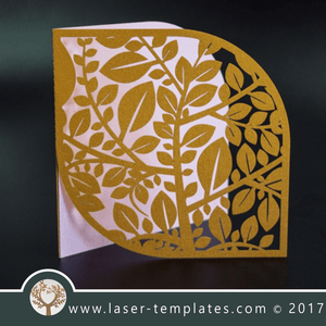 Laser cut template, wedding invite card, Get online now, free vector designs every day. Leaf invite 2.