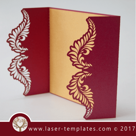 Laser cut template, wedding invite card, Get online now, free vector designs every day. Leaf invite 3.