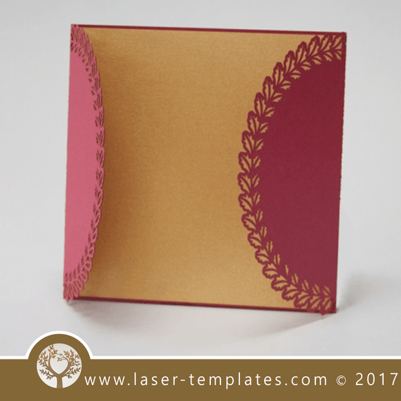 Laser cut template, wedding invite card, Get online now, free vector designs every day. Leaf invite.