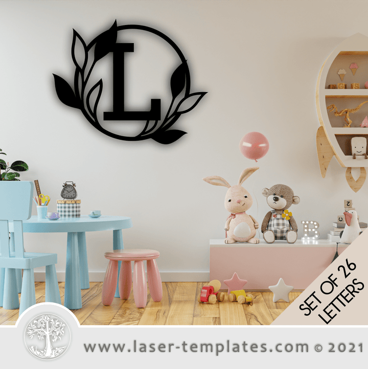 Laser cut template for Leaf Monogram Letters – Laser Ready Templates