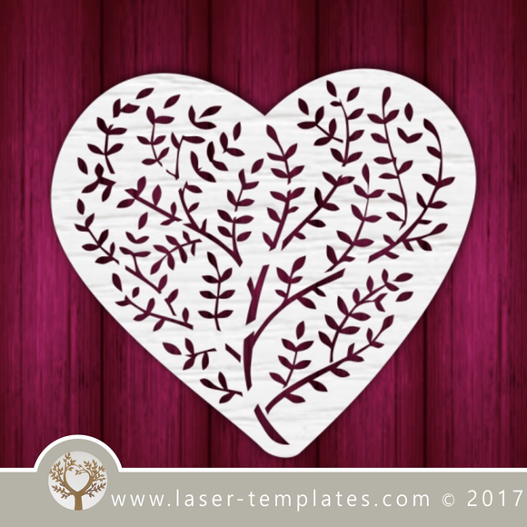 Heart template laser cut online store, free vector designs every day. Leaves of Love.