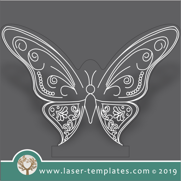 laser cutting templates Optical Illusion -  3D Butterfly 3