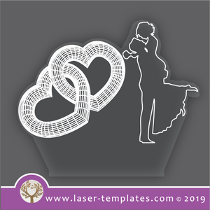 laser cutting templates Optical Illusion -  3D Couple with Heart