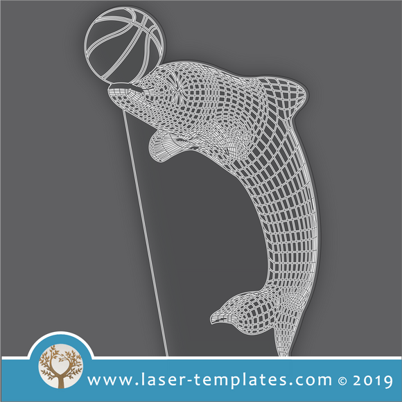 laser cutting templates Optical Illusion -  3D Dolphin with Ball