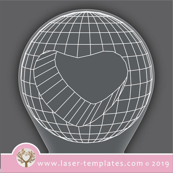 laser cutting templates Optical Illusion - 3D Heart Earth 2
