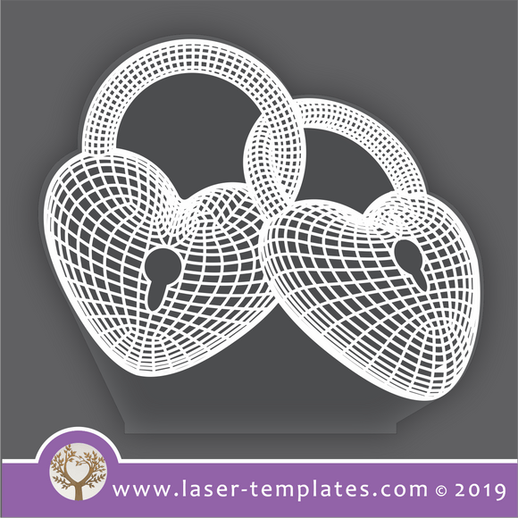laser cutting templates Optical Illusion -  3D Heart Locks