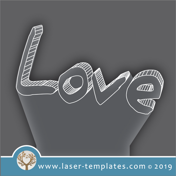 laser cut templates Optical Illusion - 3D Love 2