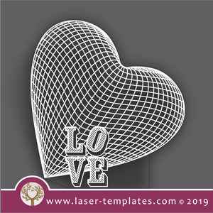 laser cutting templates Optical Illusion - 3D Love Heart Engraving