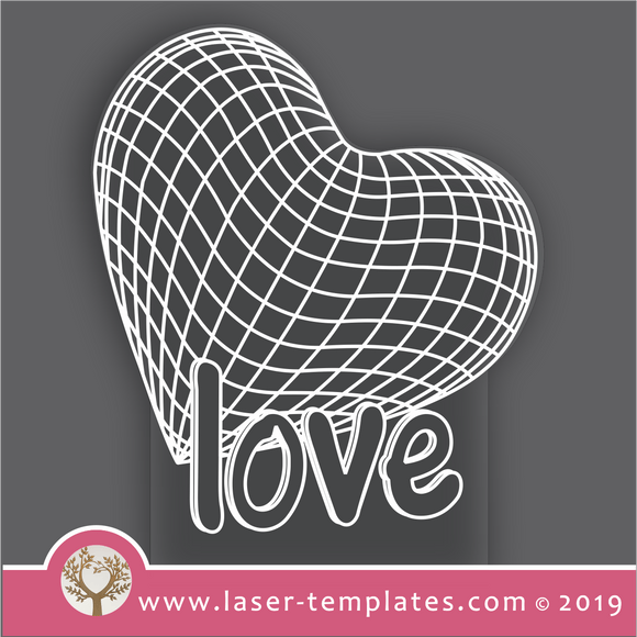 laser cutting templates Optical Illusion -  3D Love