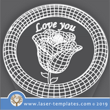 laser cutting templates Optical Illusion -  3D Love You Rose