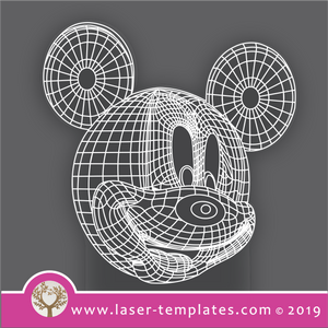 laser cutting templates Optical Illusion -  3D Mickey Mouse