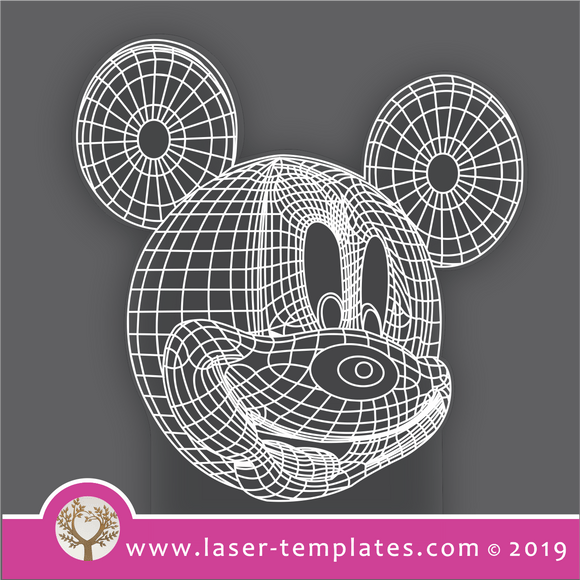 laser cutting templates Optical Illusion -  3D Mickey Mouse