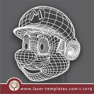 laser cutting templates Optical Illusion -  3D Super Mario Head