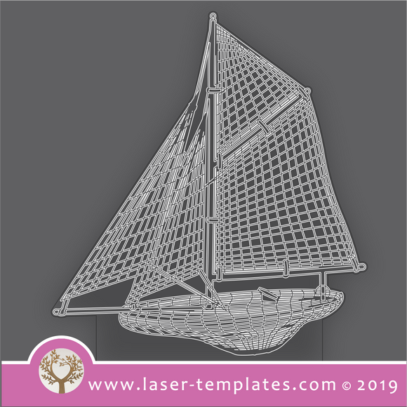 laser cutting templates Optical Illusion -  3D Yacht