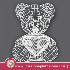 Laser cutting templates Optical Illusion - Bear with Heart