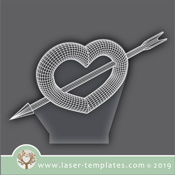 Laser Engraving Templates Optical Illusion - Heart Arrow 3D engraving