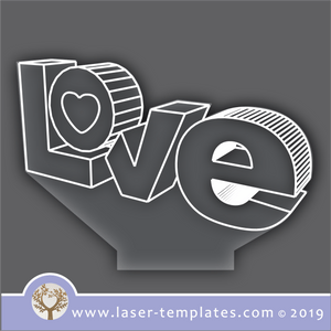 Laser Cut Template - Optical Illusion - Love 3D engraving