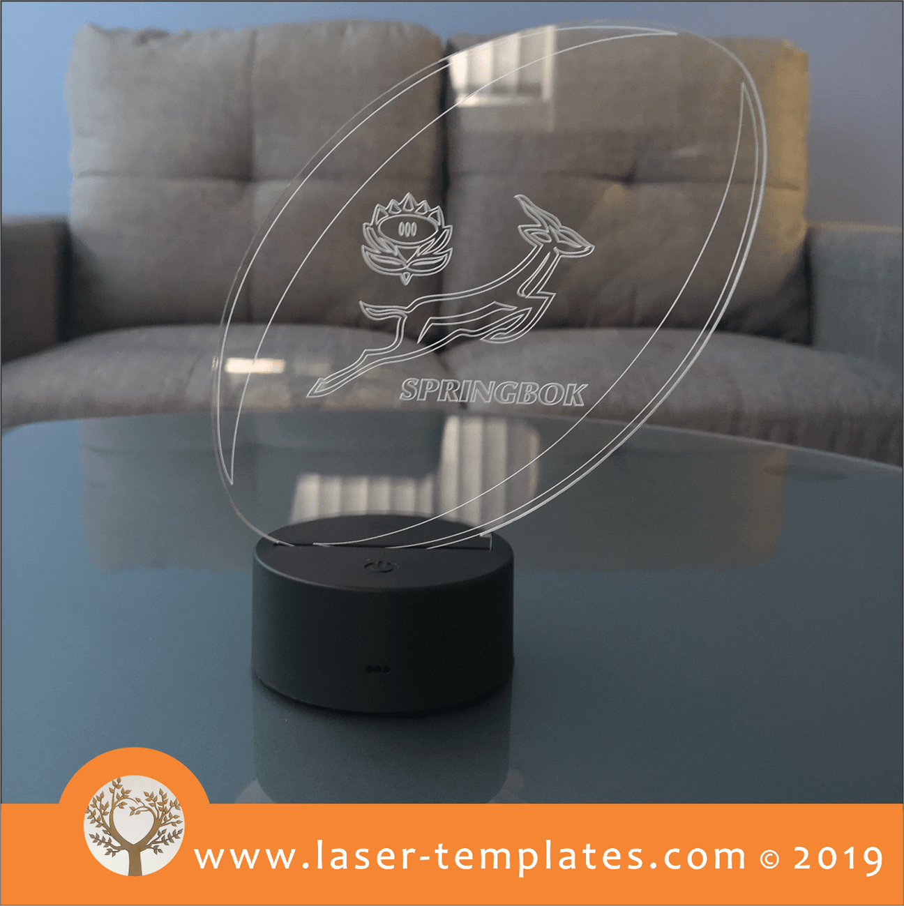 Laser cut template for Optical Illusion Springbok logo and ball – Laser ...