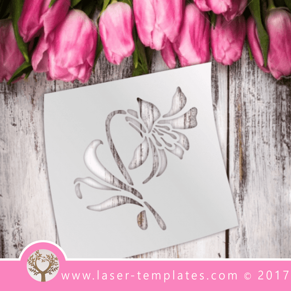 Lily flower STENCIL template. Laser cut stencils. Vector online store, free designs. Lily 01