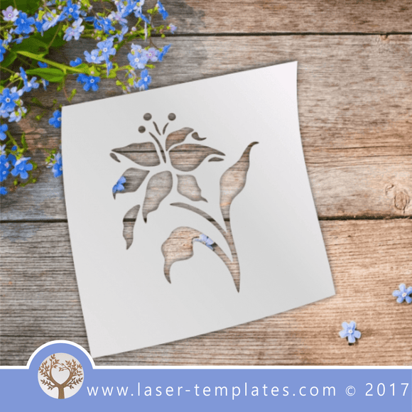 Lily flower STENCIL template. Laser cut stencils. Vector online store, free designs. Lily 02