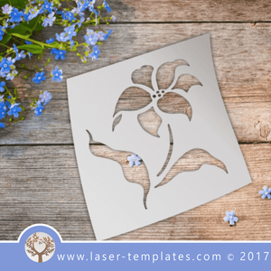 Lily flower STENCIL template. Laser cut stencils. Vector online store, free designs. Lily stencil 03