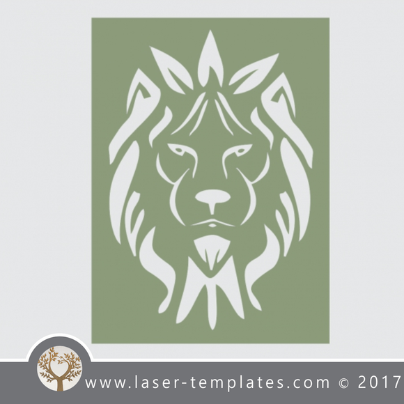 Lion head stencil template, online design store for laser cut patterns.