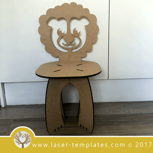 Laser cut Lion Kids Chair Template, download vector design patterns.