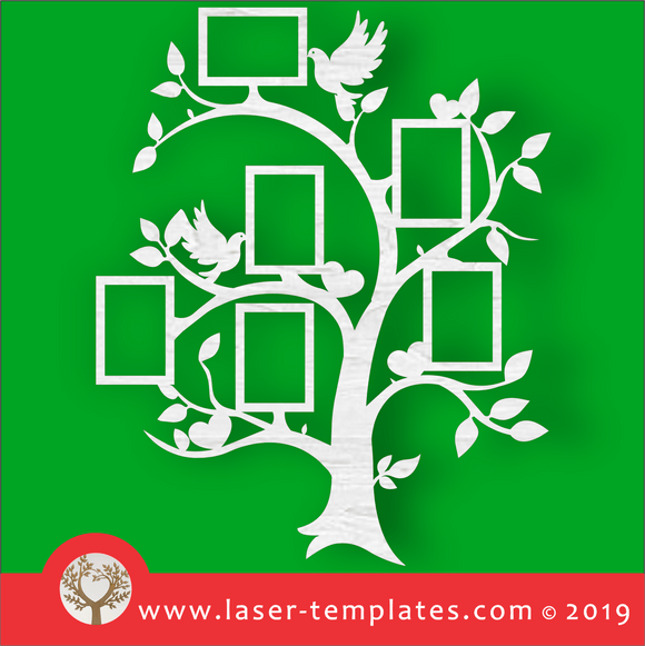 Laser cut template for Love Doves Tree Photo Frame